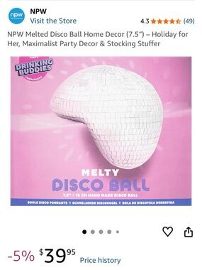 New NPW Melted Disco Ball Home Decor (7.5″)